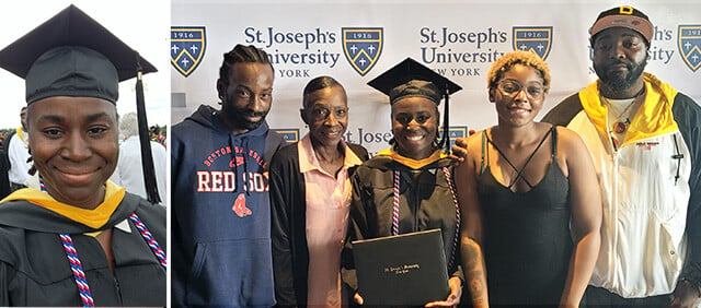 SJNY ONLINE STUDENT OVERCOMES OBSTACLES AND WALKS AT COMMENCEMENT